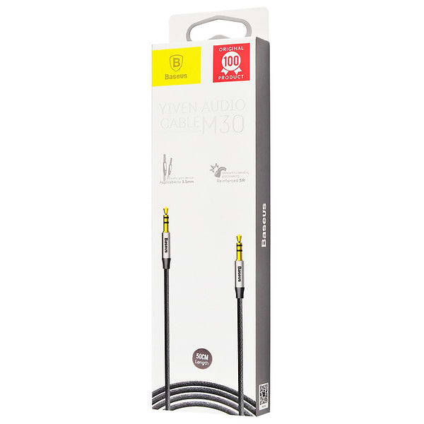 Фото - Кабель 3.5 мм - 3.5 мм Baseus Jack 3.5mm Yiven Audio Cable M30 M/M 1.5m Silver/Black (CAM30-CS1)