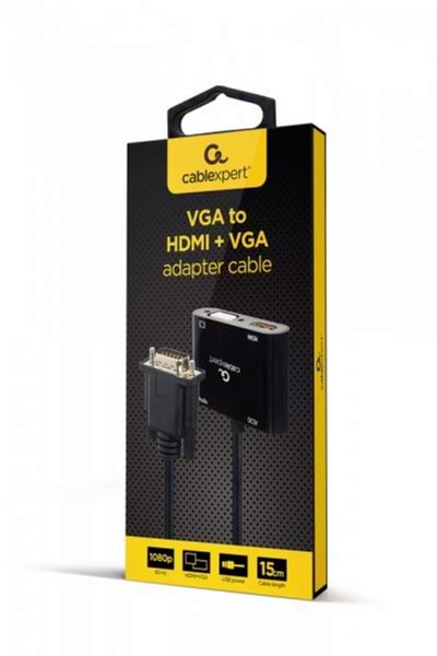 Фото - Перехідник Cablexpert VGA-HDMI/VGA+3,5 0.15m (A-VGA-HDMI-02)