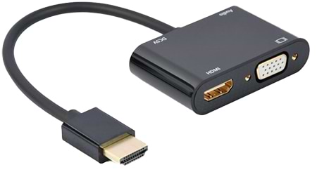 Перехідник Cablexpert HDMI-HDMI/VGA+3,5 0.15m (A-HDMIM-HDMIFVGAF-01)