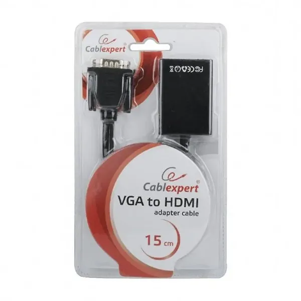 Фото - Переходник Cablexpert VGA - HDMI 0.15m Black (A-VGA-HDMI-01)