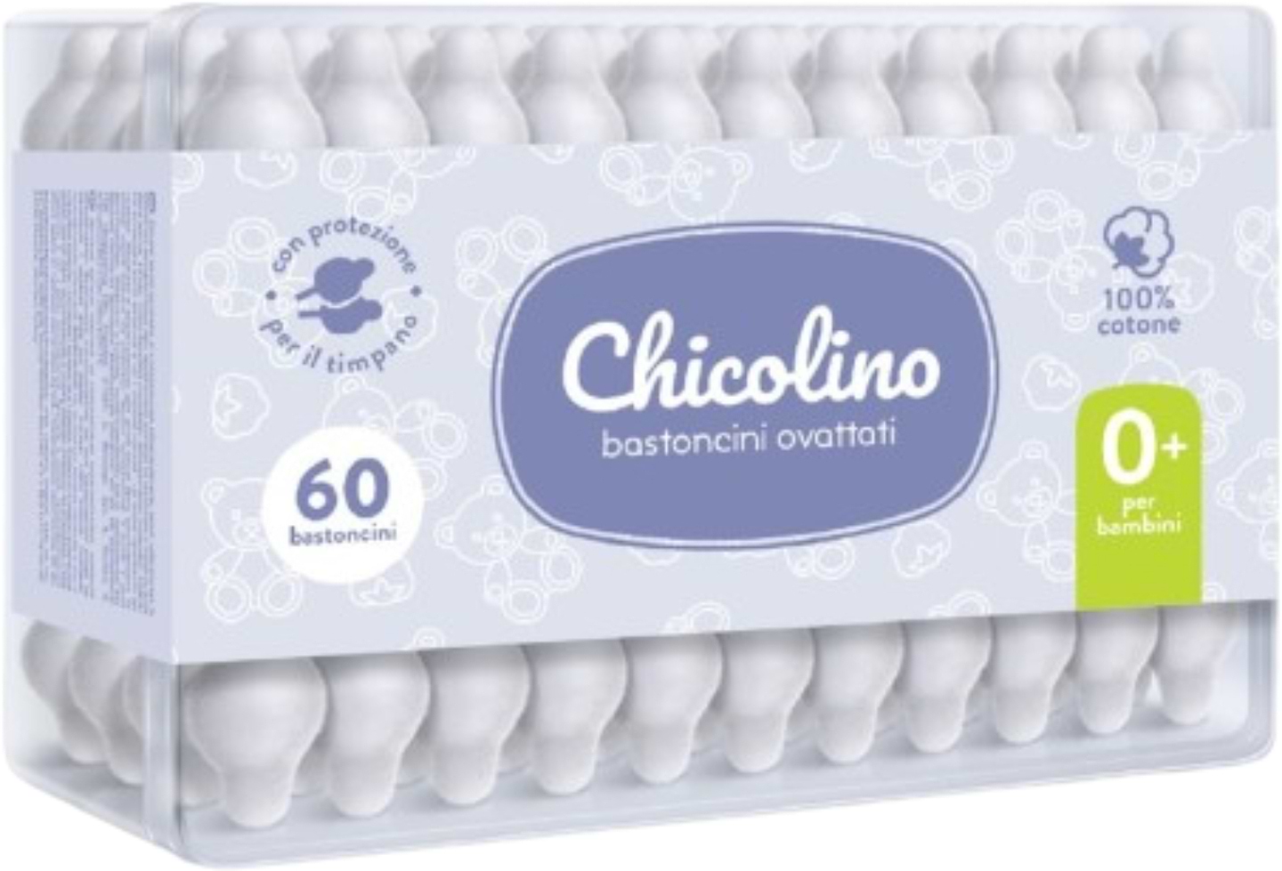 Ватні палички Chicolino 60 шт. дитячі (4823098407485) - Фото 1