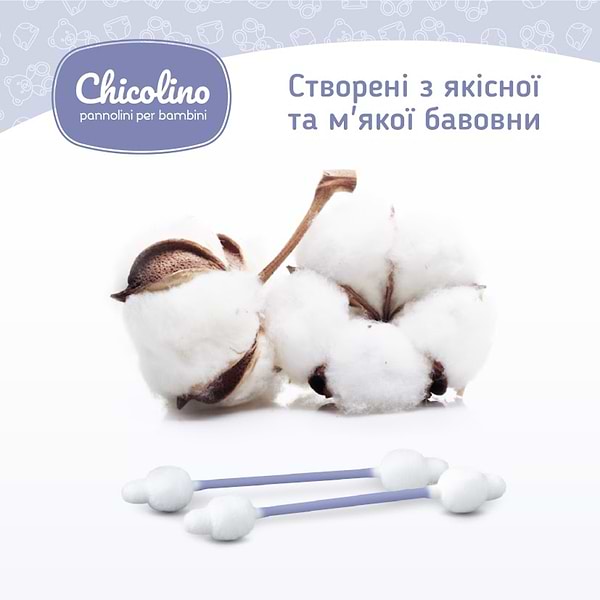 Фото - Ватные палочки Chicolino 60 шт. детские (4823098407485)
