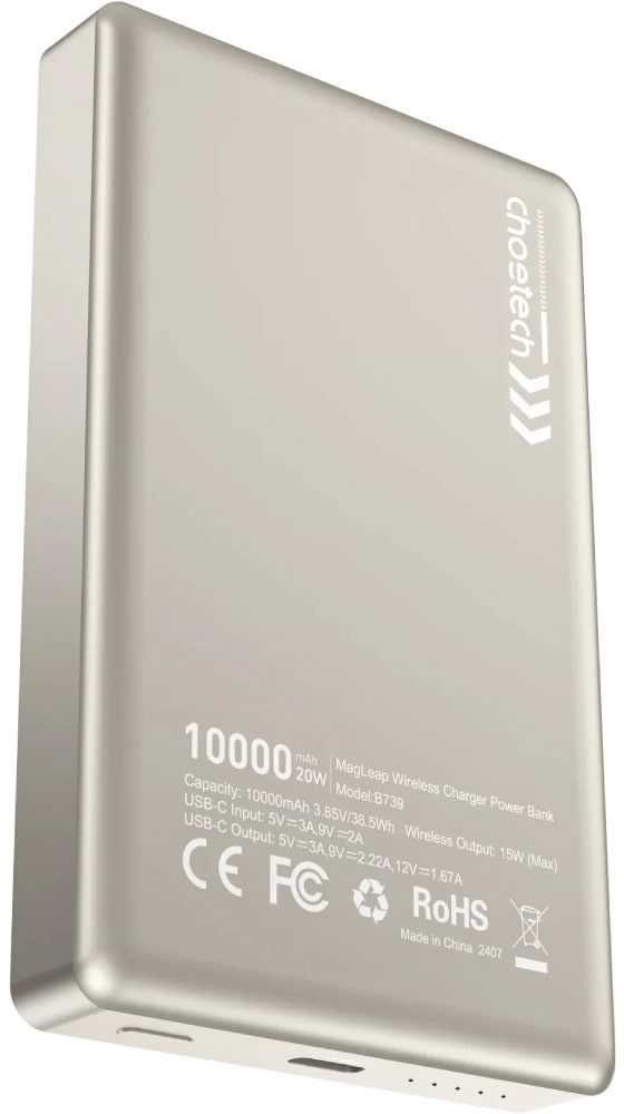 Фото - Батарея мобільна Choetech Magnetic Wireless 10000mAh 20W Beige (B739-CCCWH)