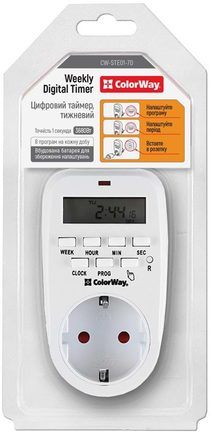 Фото - Розумна розетка Colorway 16A/3680W (CW-STE01-7D)
