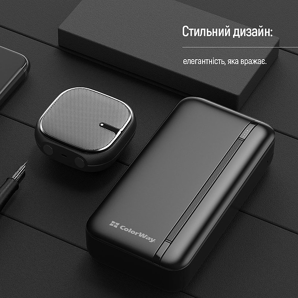 Фото - Батарея мобільна Colorway 20000 Ah Portable Charger USB QC3.0 + USB-C PD22.5W Black (CW-PB200LPB4BK-PD)
