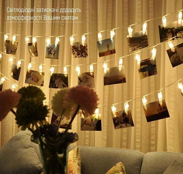 Фото - Уценка - Гирлянда линейная Colorway 20LED, 3м, с прищепками для фото (CW-LCP-20L30B)