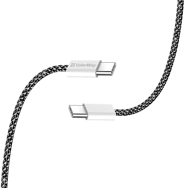Фото - Кабель синхронізації даних Colorway Type-C - Type-C (PD Fast Charging 60W) 3.0А 1м чорний (CW-CBPDCC061-BK)