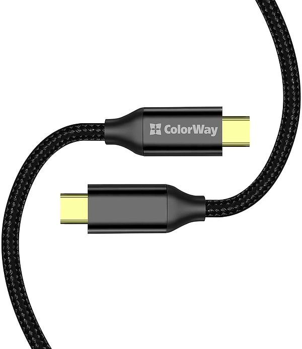 Фото - Кабель синхронізації даних Colorway Type-C - Type-C USB3.2 (20Gbps 4K PD100W) Gen2 5А 1м чорний (CW-CBPDCC062-BK)