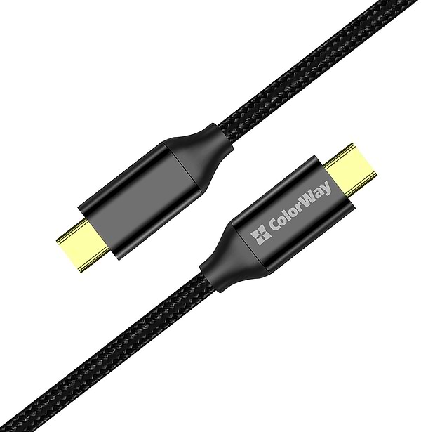 Фото - Кабель синхронізації даних Colorway Type-C - Type-C USB3.2 (20Gbps 4K PD100W) Gen2 5А 1м чорний (CW-CBPDCC062-BK)