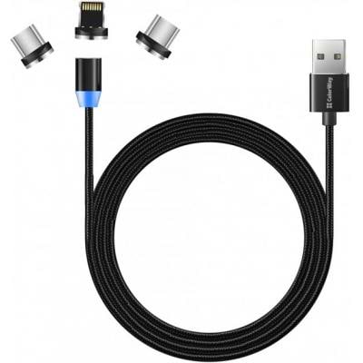Кабель синхронизации данных Colorway USB - 3в1 Magnet (CW-CBUU020-BK) - Фото 1