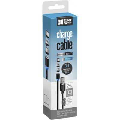 Фото - Кабель синхронізації даних Colorway USB - 3в1 Magnet (CW-CBUU020-BK)