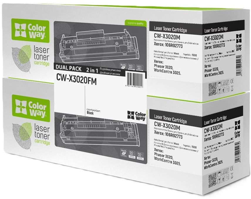 Картридж для лазерных принтеров/МФУ Colorway Xerox Phaser 3020/WC3025 (106R02773) Dual Pack (CW-X3020FM)