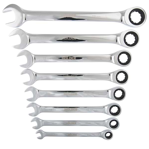Фото - Набор комбинированных ключей Molder с трещоткой CR-V  8 шт. (MT56108)