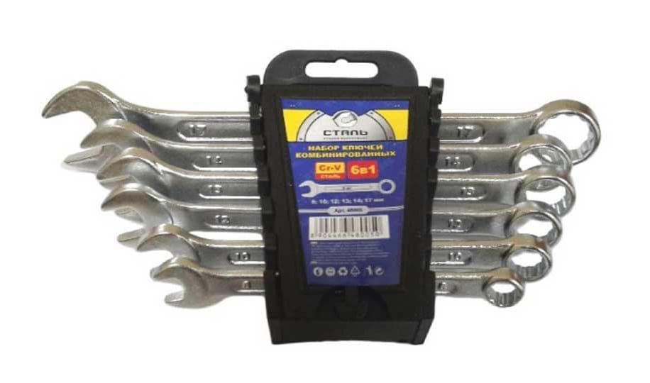 Набор комбинированных ключей Сталь CRV 6 шт. (48005)