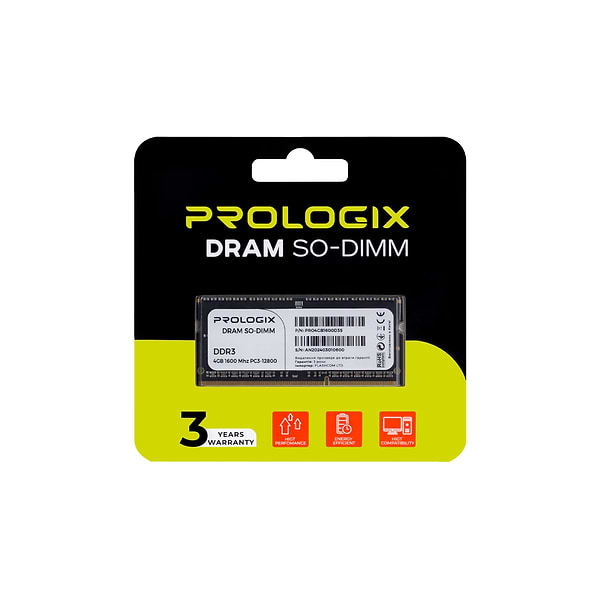 Фото - Память DDR ProLogix SO-DIMM 4GB/1600 DDR3 (PRO4GB1600D3S)