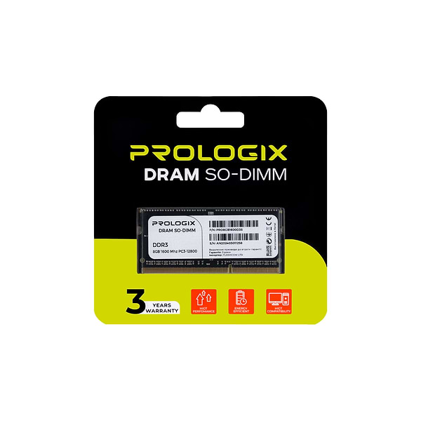 Фото - Уценка - Память DDR ProLogix SO-DIMM 8GB/1600 DDR3 (PRO8GB1600D3S)