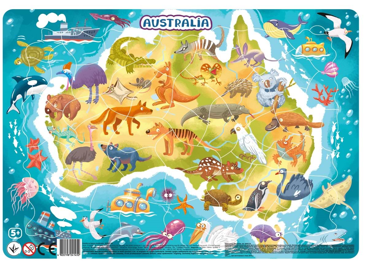 Пазли (5-7 років) Dodo з рамкою Австралія (R300179)