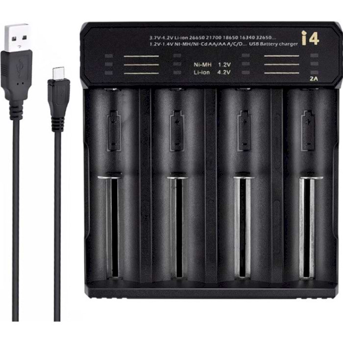 З/устройство для аккумуляторов AA/AAA Essager for 4 LED Black (ECDQ-I401)