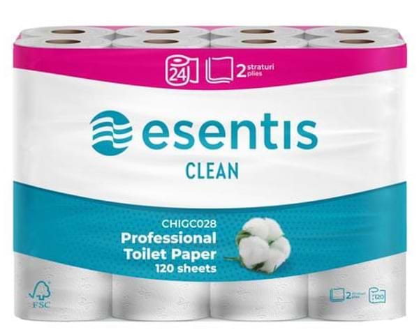 Фото - Туалетний папір ESENTIS-Clean 2 шари, 24 рул