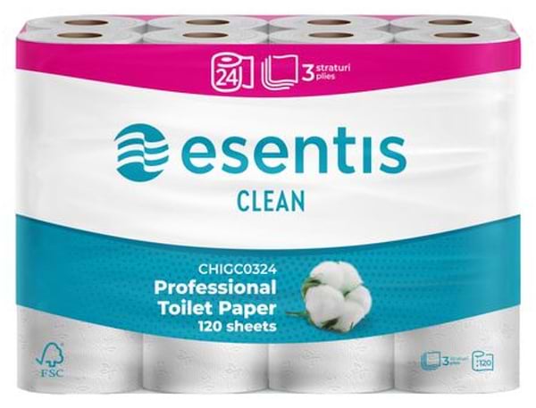 Фото - Туалетная бумага ESENTIS-Clean 3 слоя, 24 рул