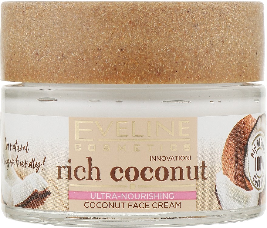 Крем для лица EVELINE Мультипитательный кокосовый для сухой и чувствительной кожи серии Rich Coconut 50 мл (5903416030249)