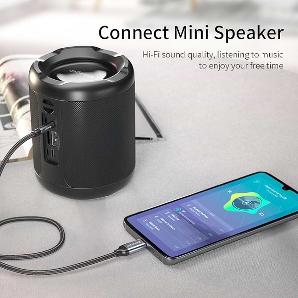 Фото - Кабель синхронизации данных Essager E02 Type-c to 3.5mm Male Audio Cable Grey (EZJE02-0G)