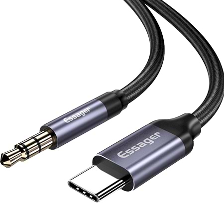 Фото - Кабель синхронизации данных Essager E02 Type-c to 3.5mm Male Audio Cable Grey (EZJE02-0G)
