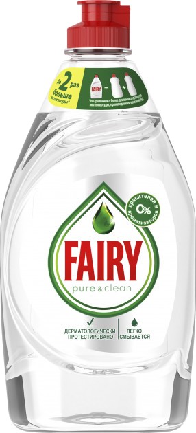 Засіб для ручного миття посуду Fairy Fairy Pure & Clean 450 мл - Фото 1