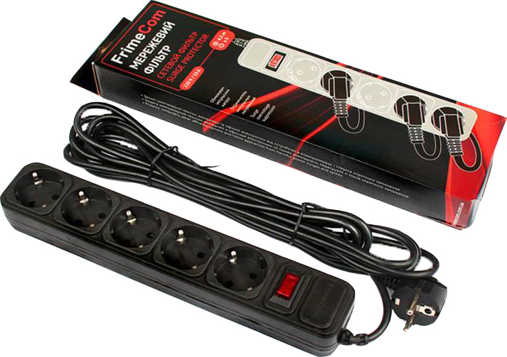 Мережевий фільтр FrimeCom 5 розеток 1.8m Black (FC-B4005W 1.8 B)