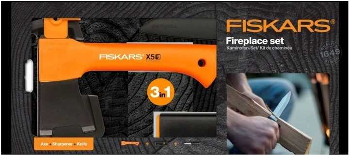 Набор садовых инструментов Fiskars топор Х5 +точило (1057913)