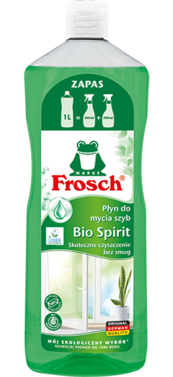 Фото - Чистящее средство для стекла Frosch Спиртный 1л Фото - Чистящее средство для стекла Frosch Спиртный 1л