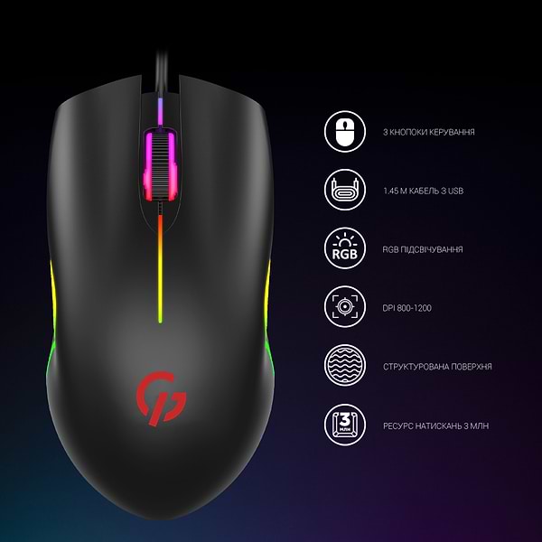 Фото - Миша дротова ігрова GamePro Black (GM117) USB