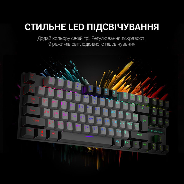 Фото - Клавиатура проводная игровая GamePro LED USB (MK100B)