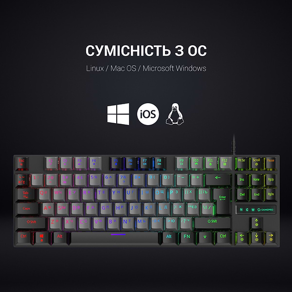 Фото - Клавиатура проводная игровая GamePro LED USB (MK100B)