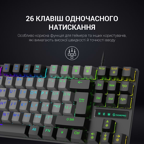 Фото - Клавиатура проводная игровая GamePro LED USB (MK100B)