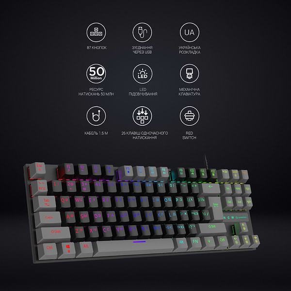 Фото - Клавиатура проводная игровая GamePro LED USB (MK100R)