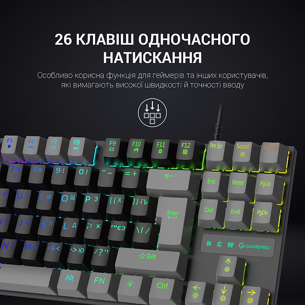 Фото - Клавиатура проводная игровая GamePro LED USB (MK100R)