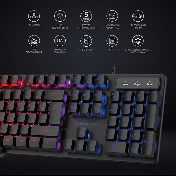 Фото - Клавиатура проводная игровая GamePro RGB (GK380)