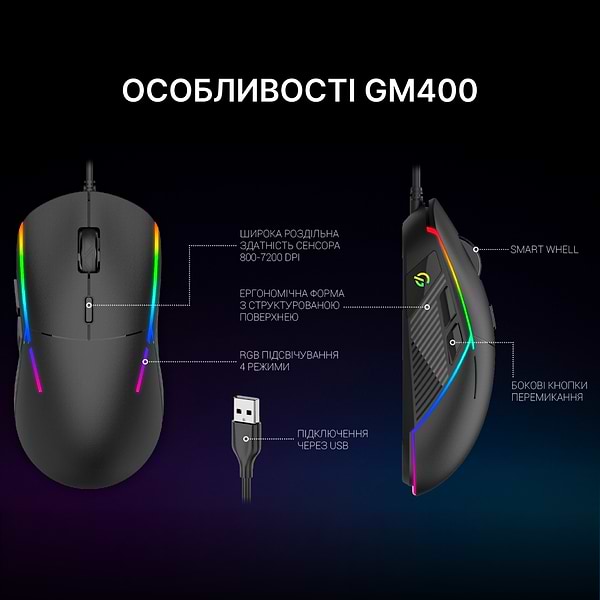 Фото - Миша дротова ігрова GamePro USB Black RGB (GM400)