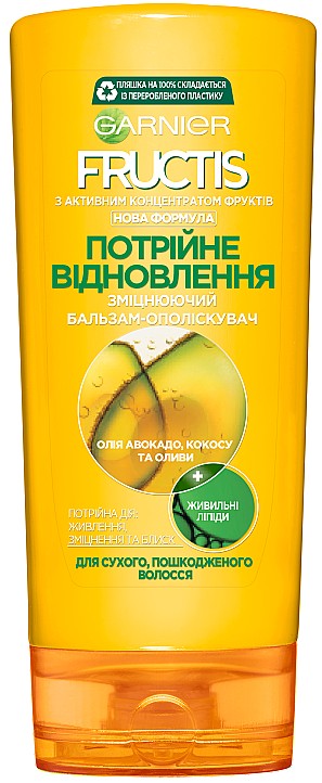 Фото - Бальзам для волосся Garnier FRUCTIS Потрійне оновлення 200 мл Фото - Бальзам для волосся Garnier FRUCTIS Потрійне оновлення 200 мл