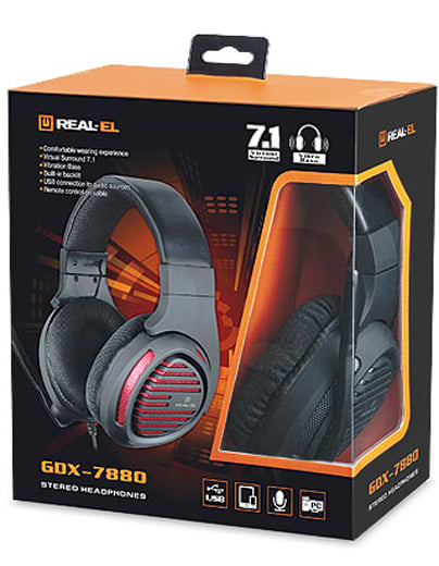 Фото - Гарнітура дротова ігрова REAL-EL GDX-7880 Black