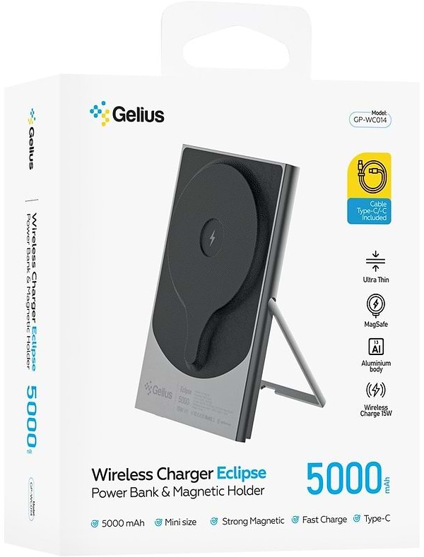 Фото - Батарея мобильная Gelius Eclipse Magnetic Wireless Charge GP-WC014 15W 5000mAh (100079)