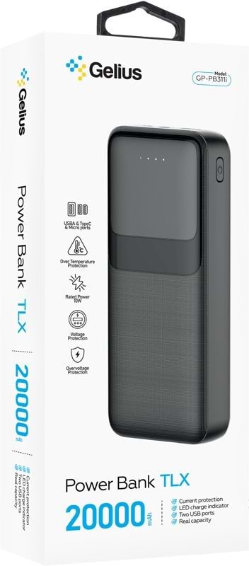 Фото - Батарея мобильная Gelius TLX GP-PB311i 20000mAh 10W Black (100288)