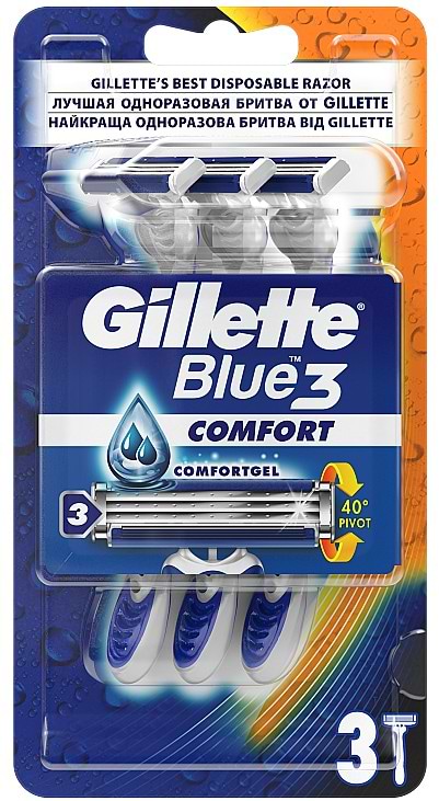 Фото - Станок мужской одноразовый Gillette Blue 3 Comfort 3 шт. (7702018489695)