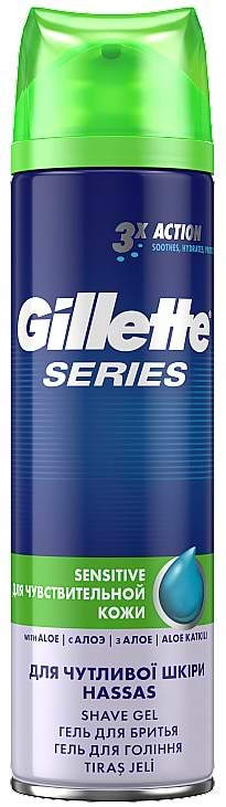 Гель для гоління Gillette Series Sensitive Skin Для чутливої ​​шкіри 200 мл (3014260214692) - Фото 1