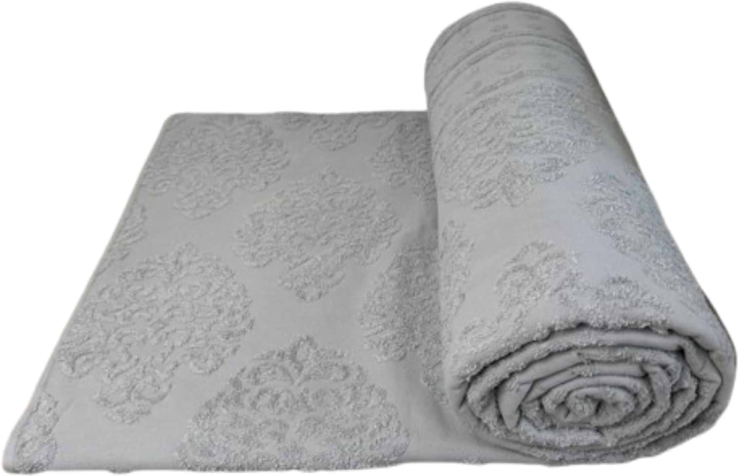 Простирадло двоспальне GM Textile махрове жакардове світло-сіре 190х200 - Фото 1