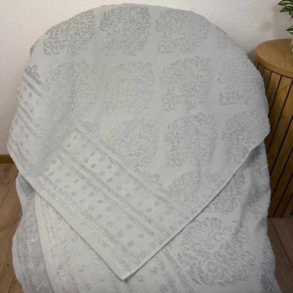 Фото - Простирадло полуторне GM Textile махрове жакардове світло-сіре 150х200