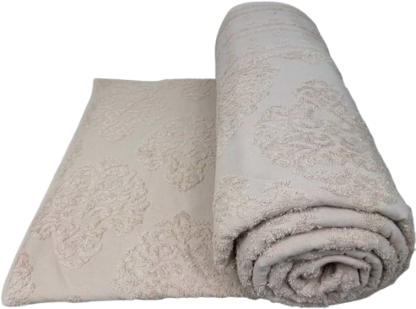 Простынь двуспальная GM Textile махровая жакардовая кремовая 190х200 - Фото 1