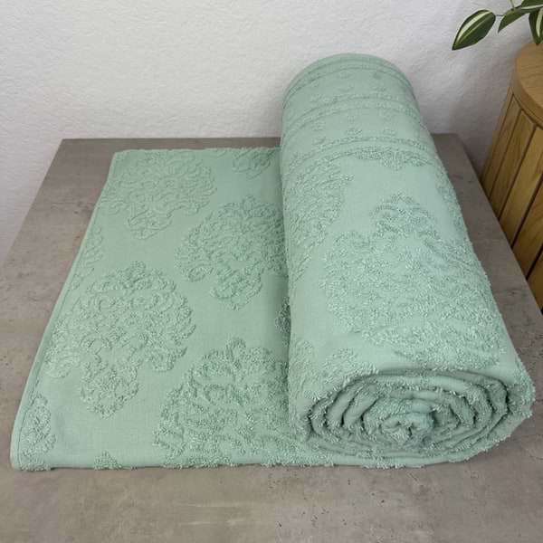 Фото - Простирадло двоспальне GM Textile махрове жакардове фісташкове 190х200