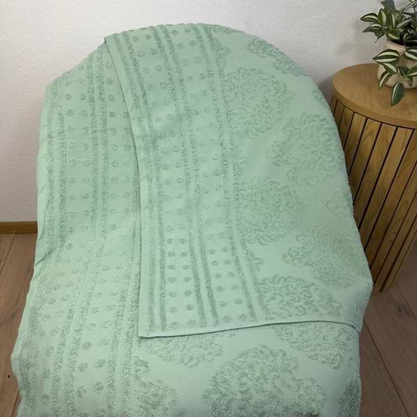 Фото - Простирадло двоспальне GM Textile махрове жакардове фісташкове 190х200